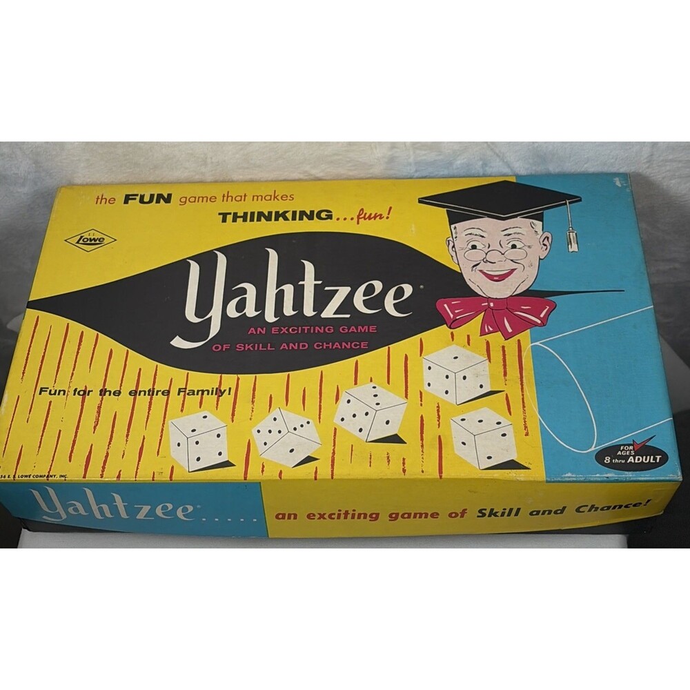 Vintage Yahtzee Game 1956  Original Pieces Dice Family Game Complete